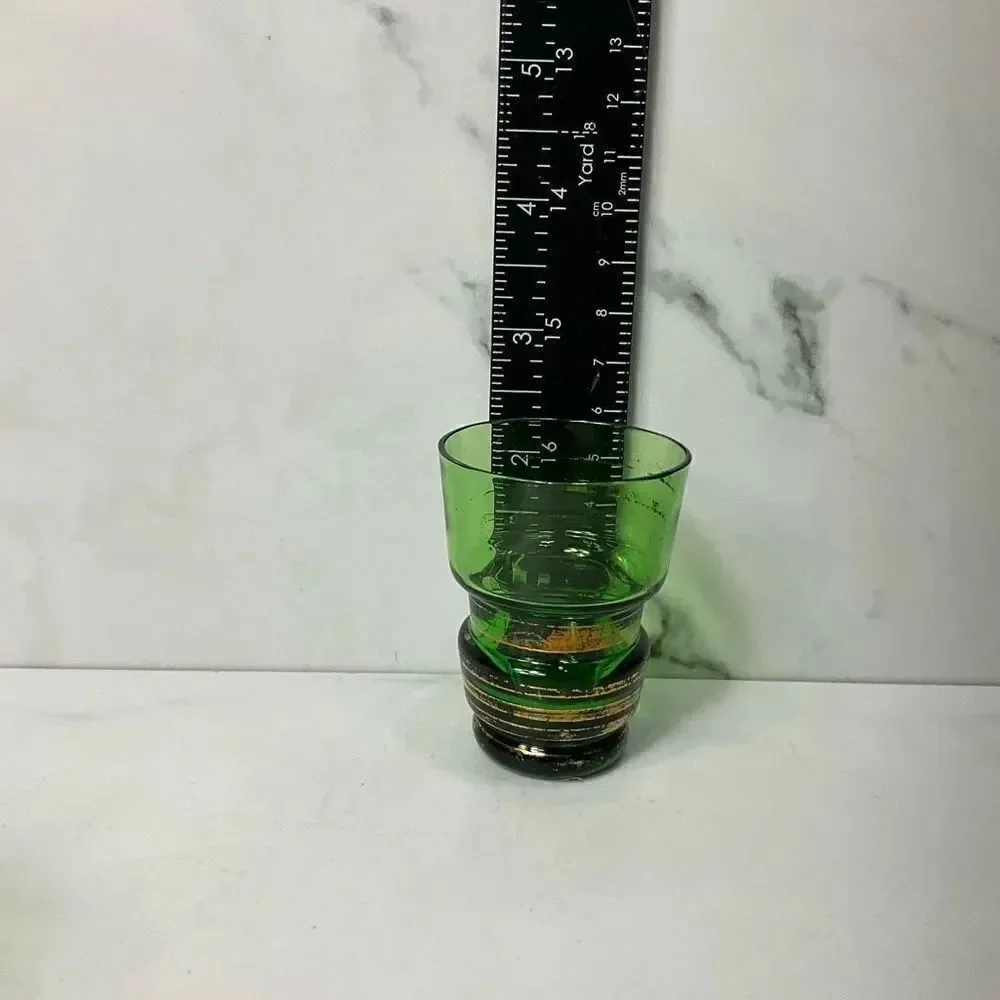 VINTAGE MCM Green decanter and shot glasses